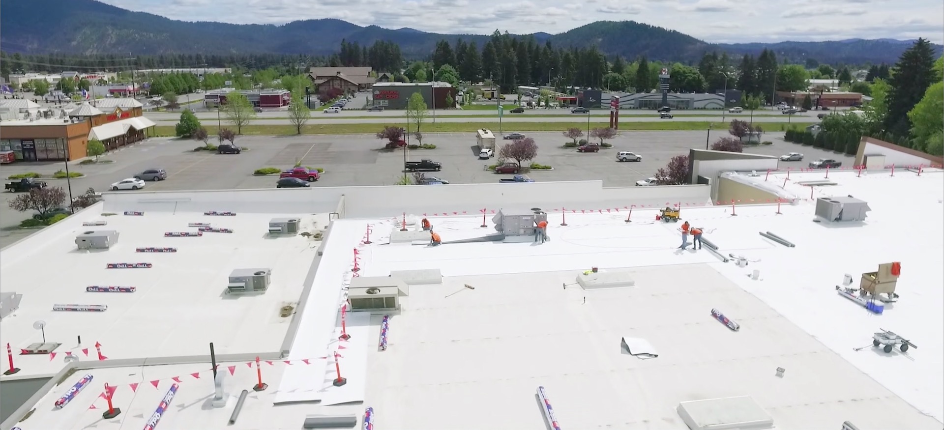 Grocery Store TPO Roof Recover In Progress - Coeur d'Alene, Idaho