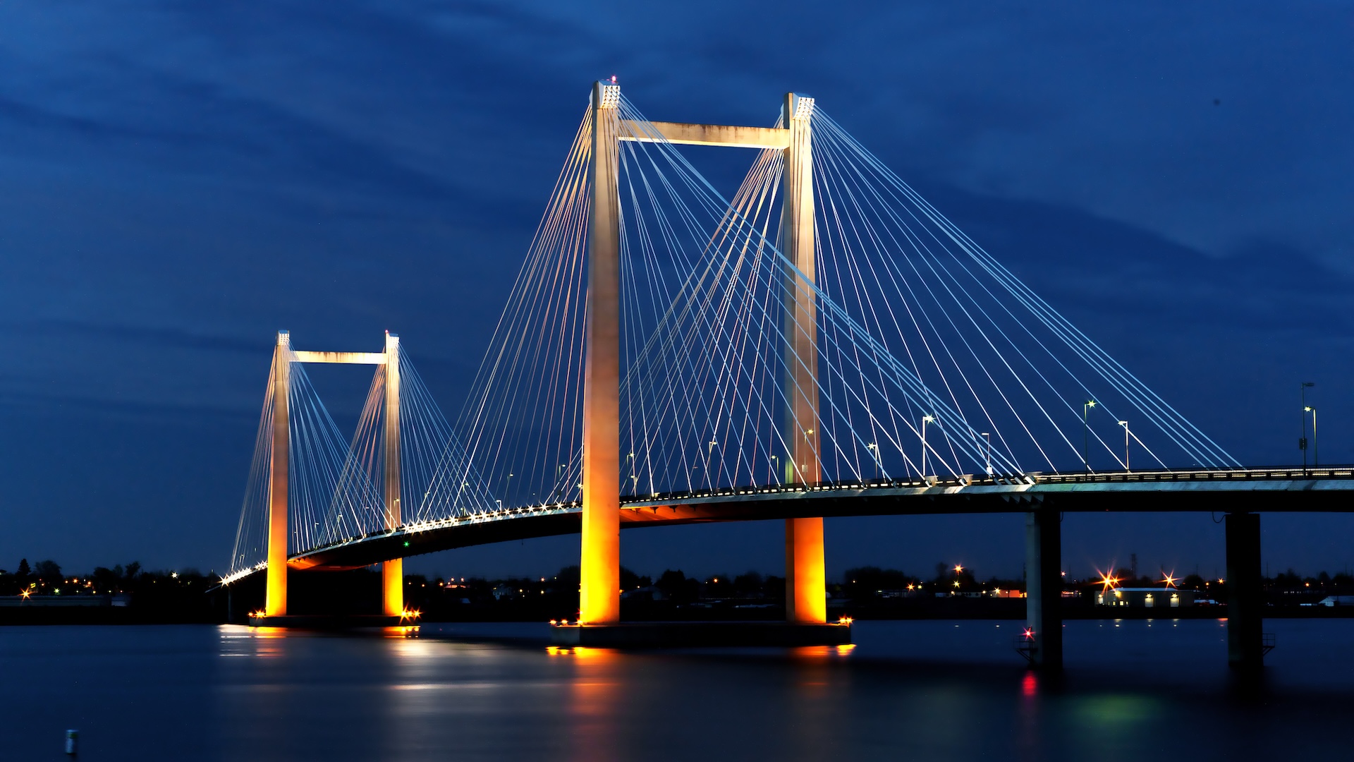 Benton-Franklin Inter-County Bridge Benton-Franklin Inter-County Bridge lit up over the Columbia River in Kennewick, WA
